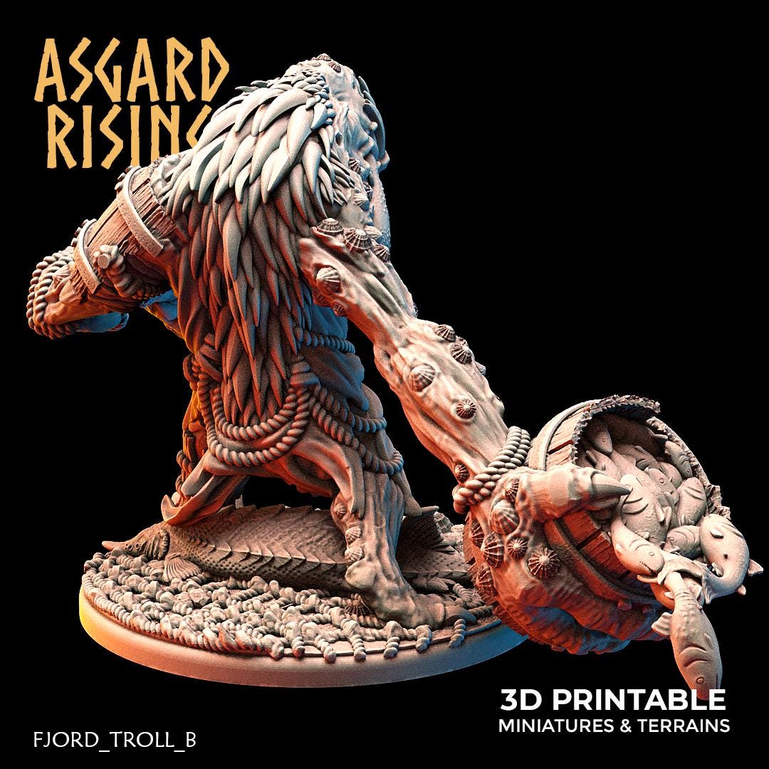 Fjord Trolls Warband 28mm 32mm, Miniatures for Wargames, D&D, Saga, RPG, Shieldwall Infantry Tabletop Figures