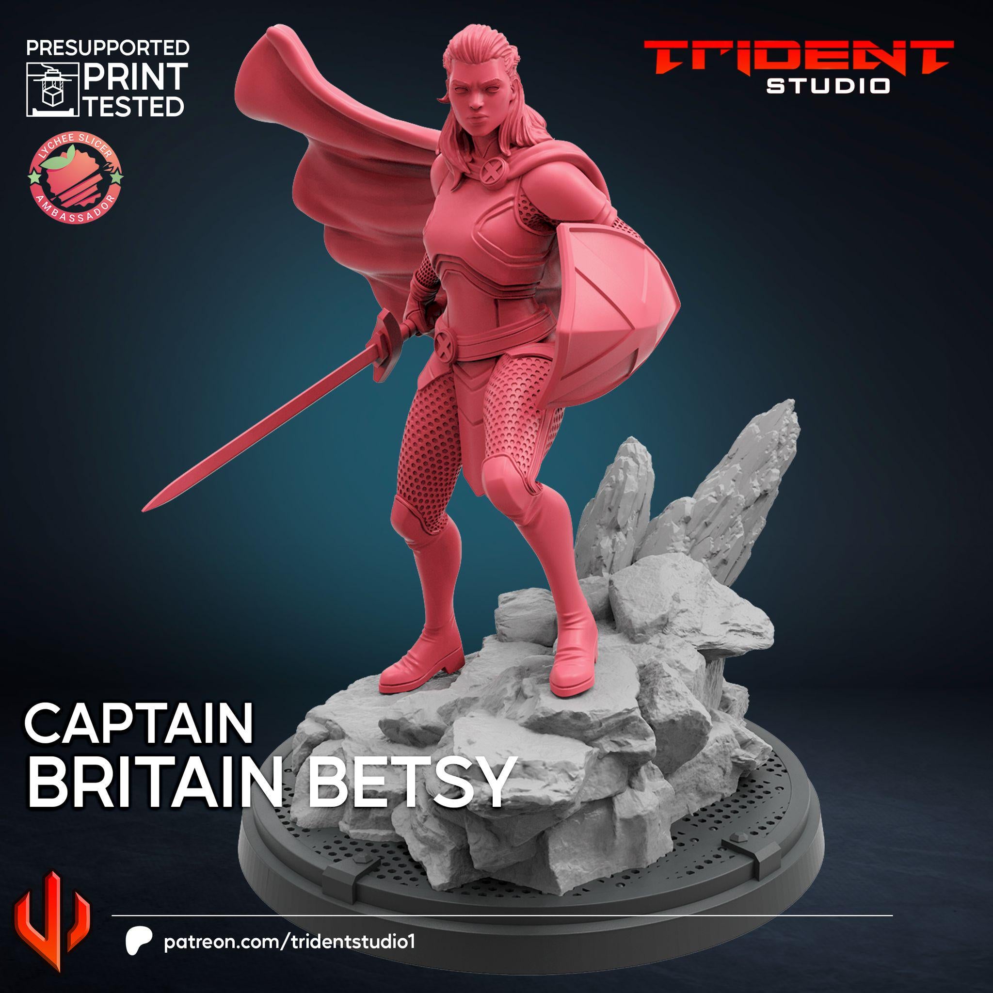 Captain Britain Betsy (Fan art sculpted by Trident Studio) (Crisis Protocol Proxy/Alternative)