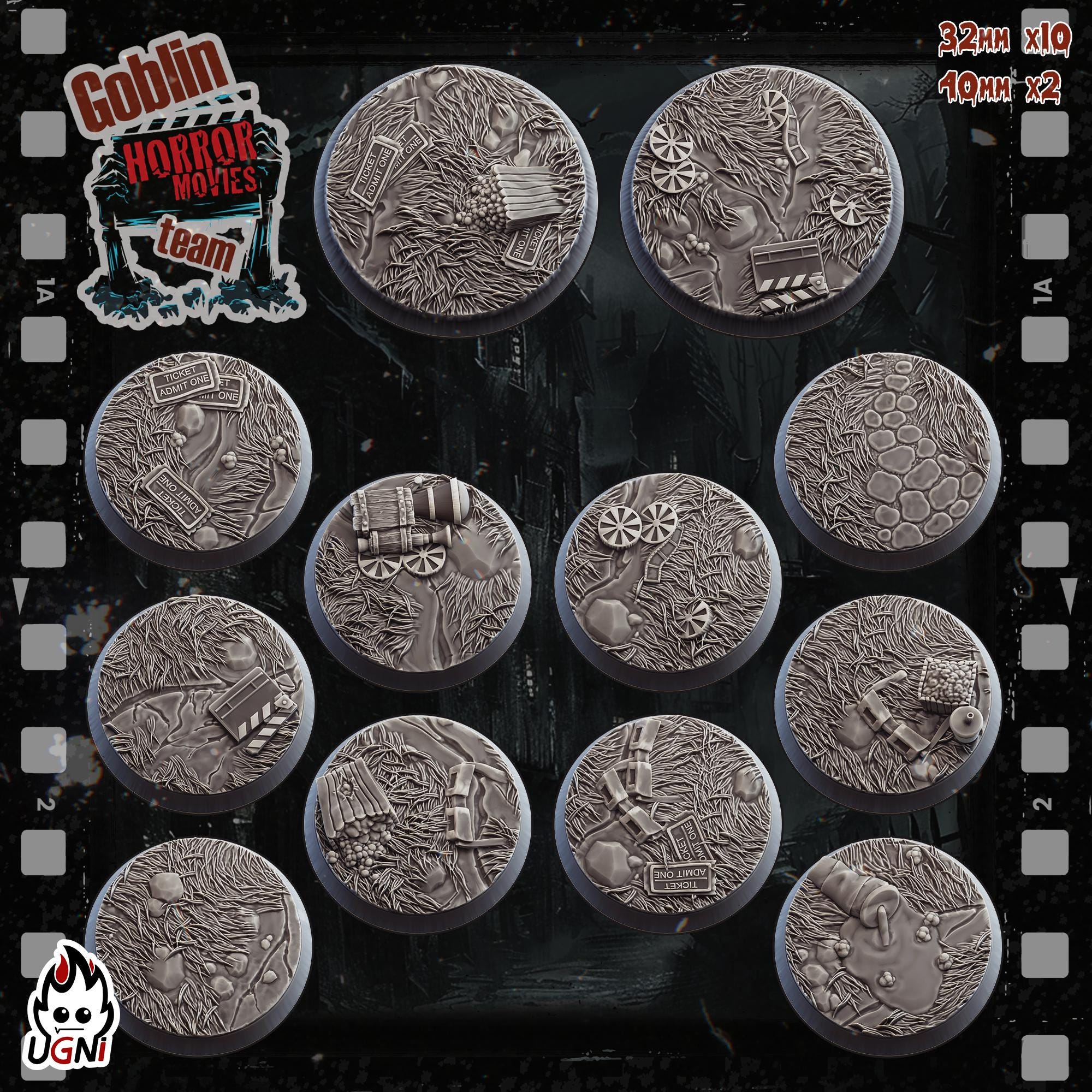 Horror Movie Style Bases - UGNI Goblin Team - Fantasy Football - UGNI Miniatures