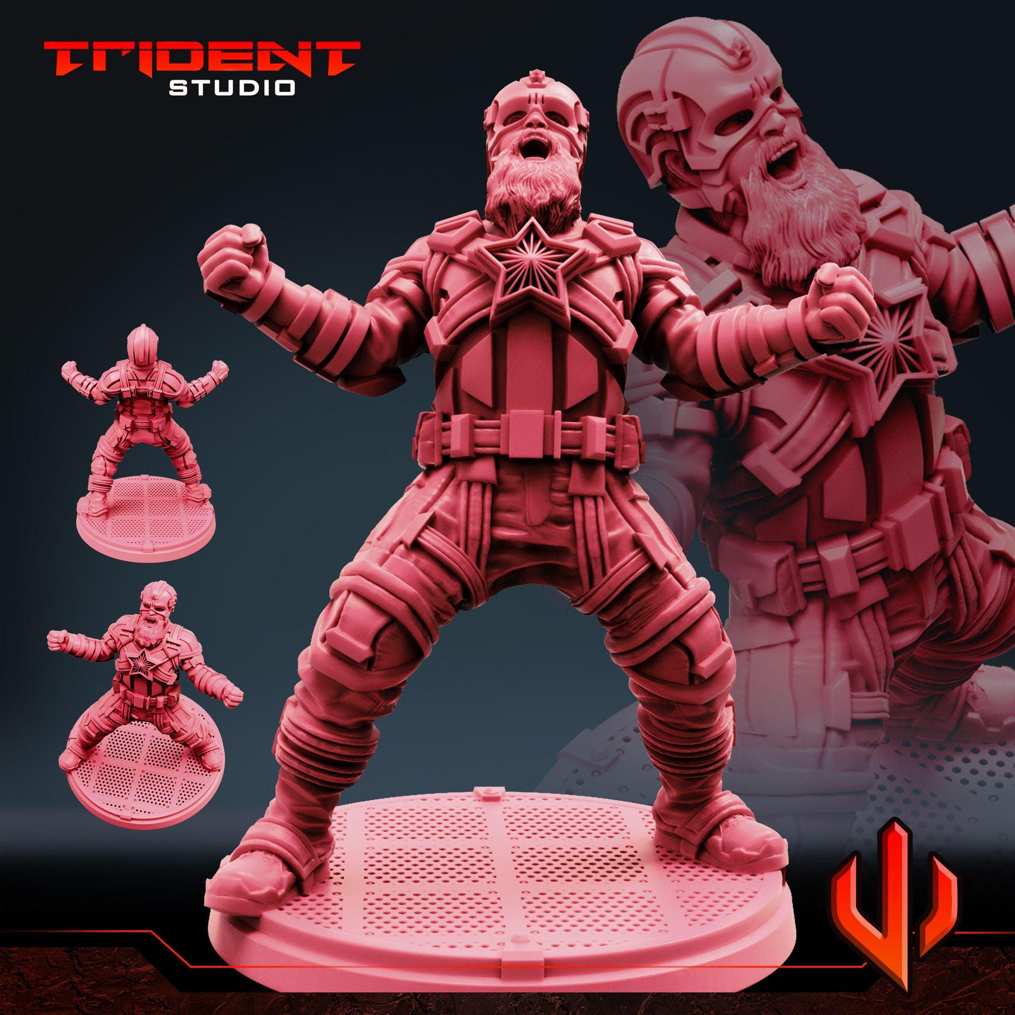 Red Guardian no Sheild (Fan art sculpted by Trident Studio) (Crisis Protocol Proxy/Alternative)