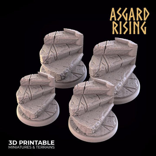 Stone Stairs - Round Wargame Bases Selection - Asgard Rising