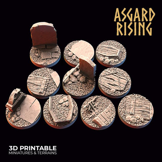 Graveyard - 10x 25mm Round Wargame Bases - Asgard Rising