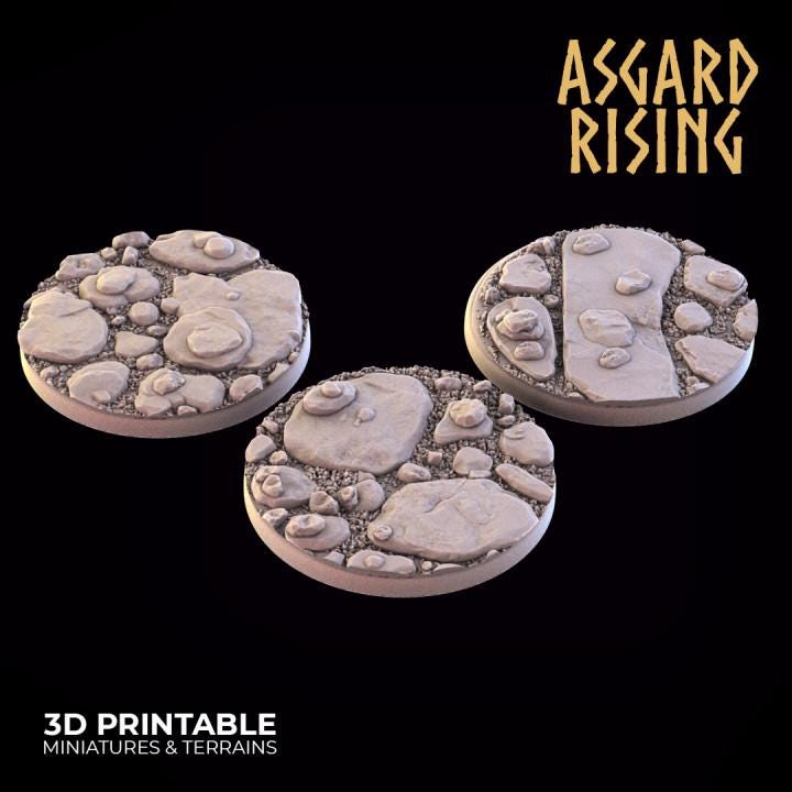 Rock Path - 3x 40mm Round Wargame Base - Asgard Rising
