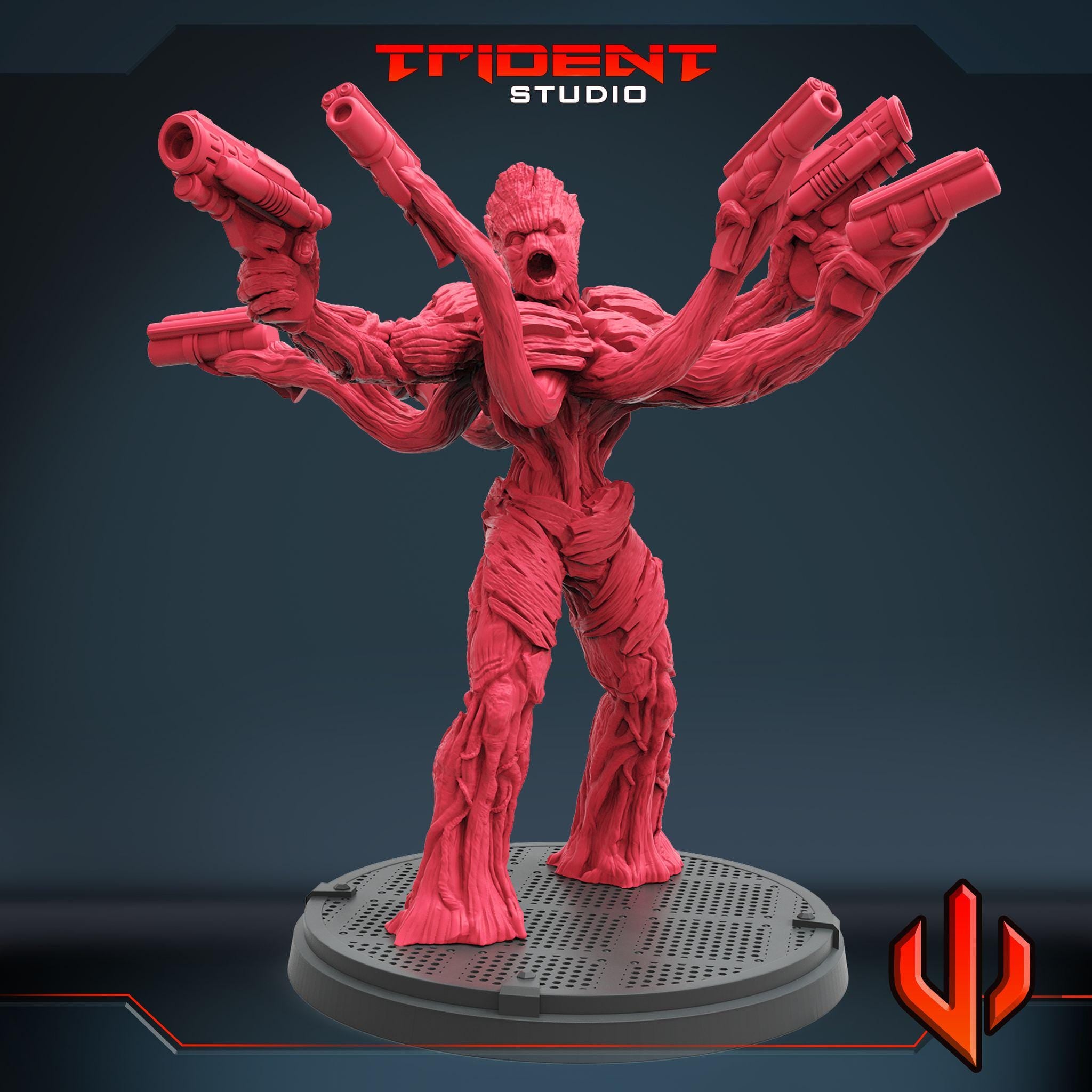 Muscle Gunner Groot (Fan art sculpted by Trident Studio) (Crisis Protocol Proxy/Alternative)