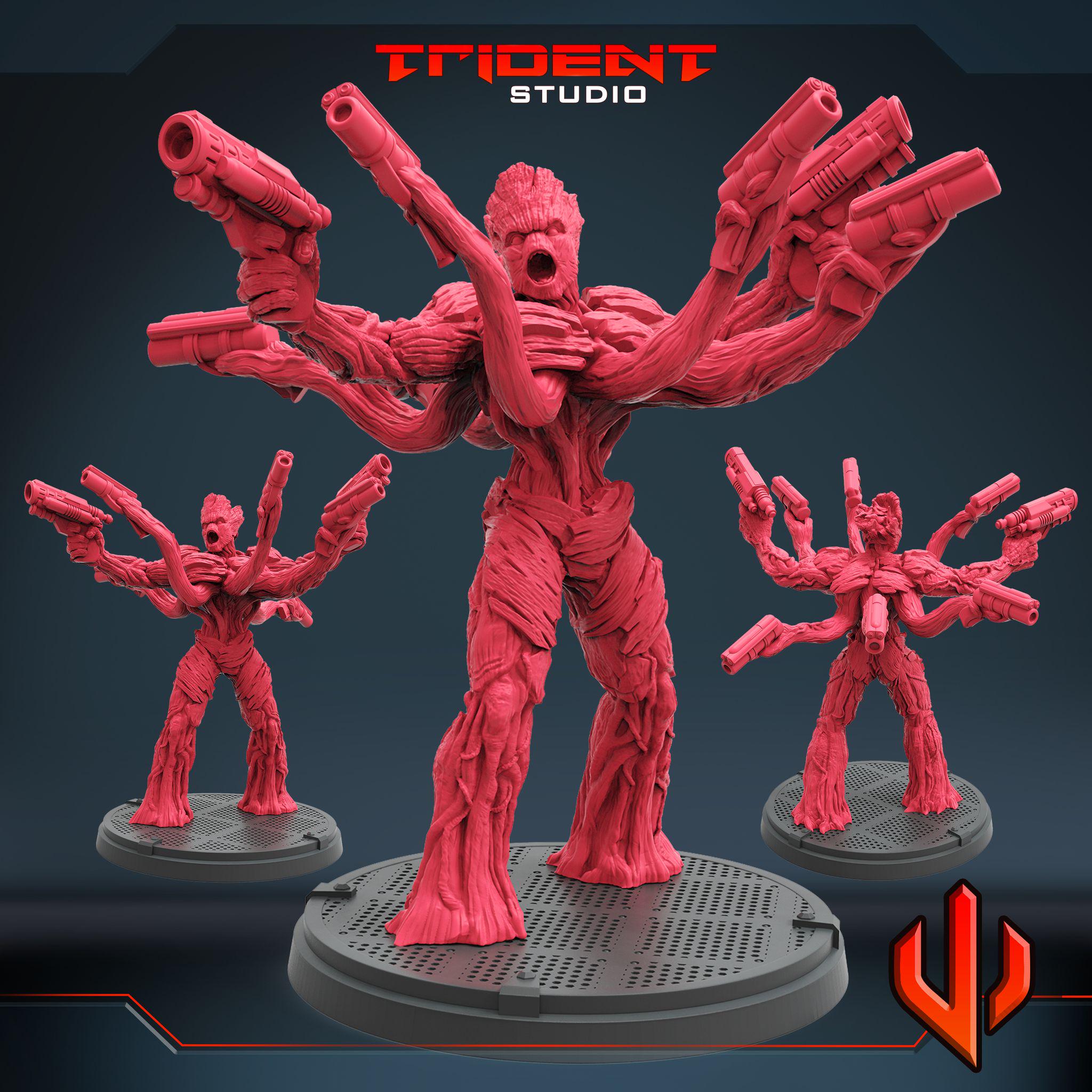 Muscle Gunner Groot (Fan art sculpted by Trident Studio) (Crisis Protocol Proxy/Alternative)