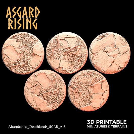 Abandoned Deathlands: Set of Round Wargame Bases - Asgard Rising