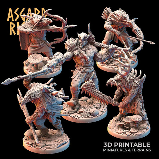 Faceless Hunters Warband 28mm 32mm, Miniatures for Wargames, D&D, Saga, RPG, Shieldwall Infantry Tabletop Figures