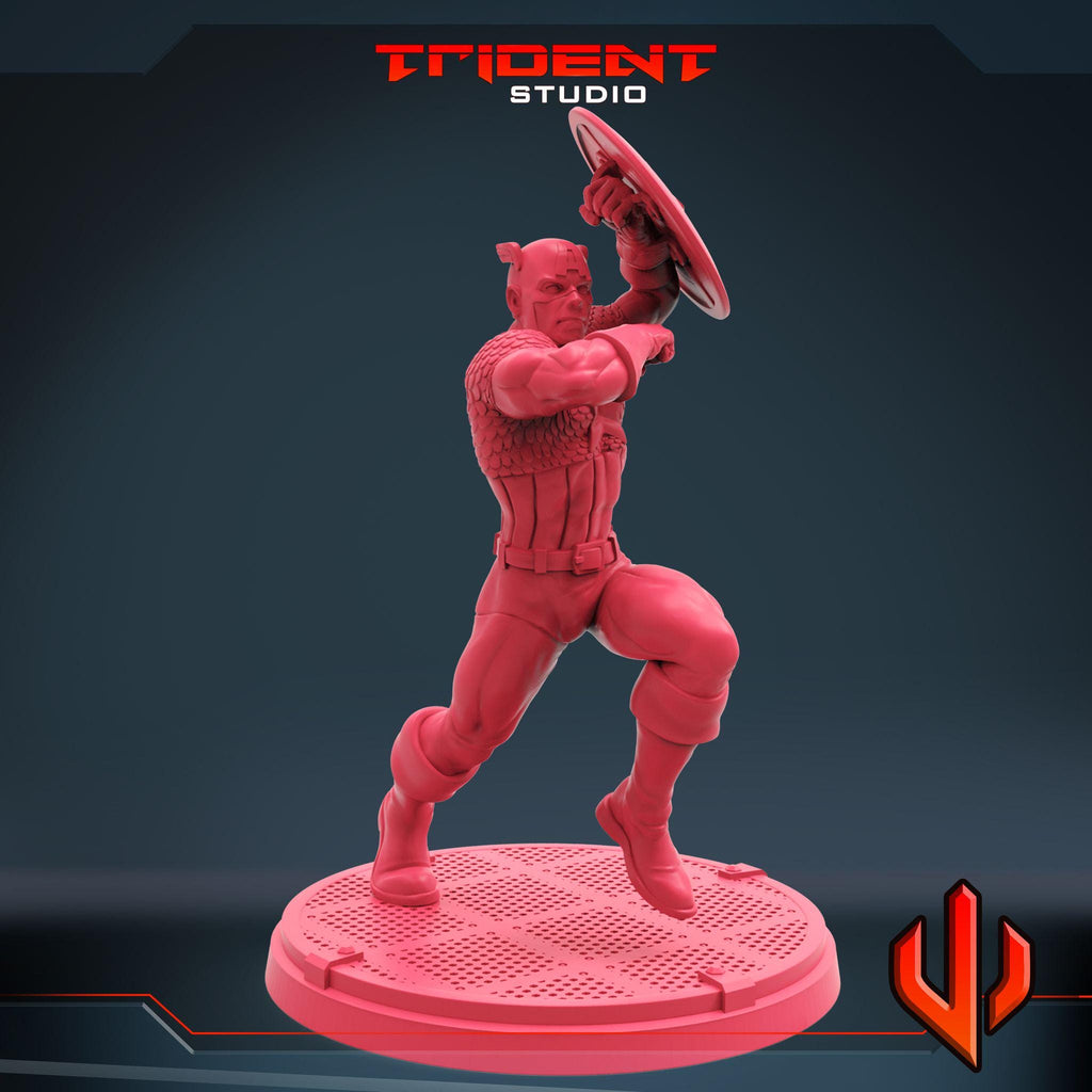 Captain America C (Fan art sculpted by Trident Studio) (Crisis Protocol Proxy/Alternative)