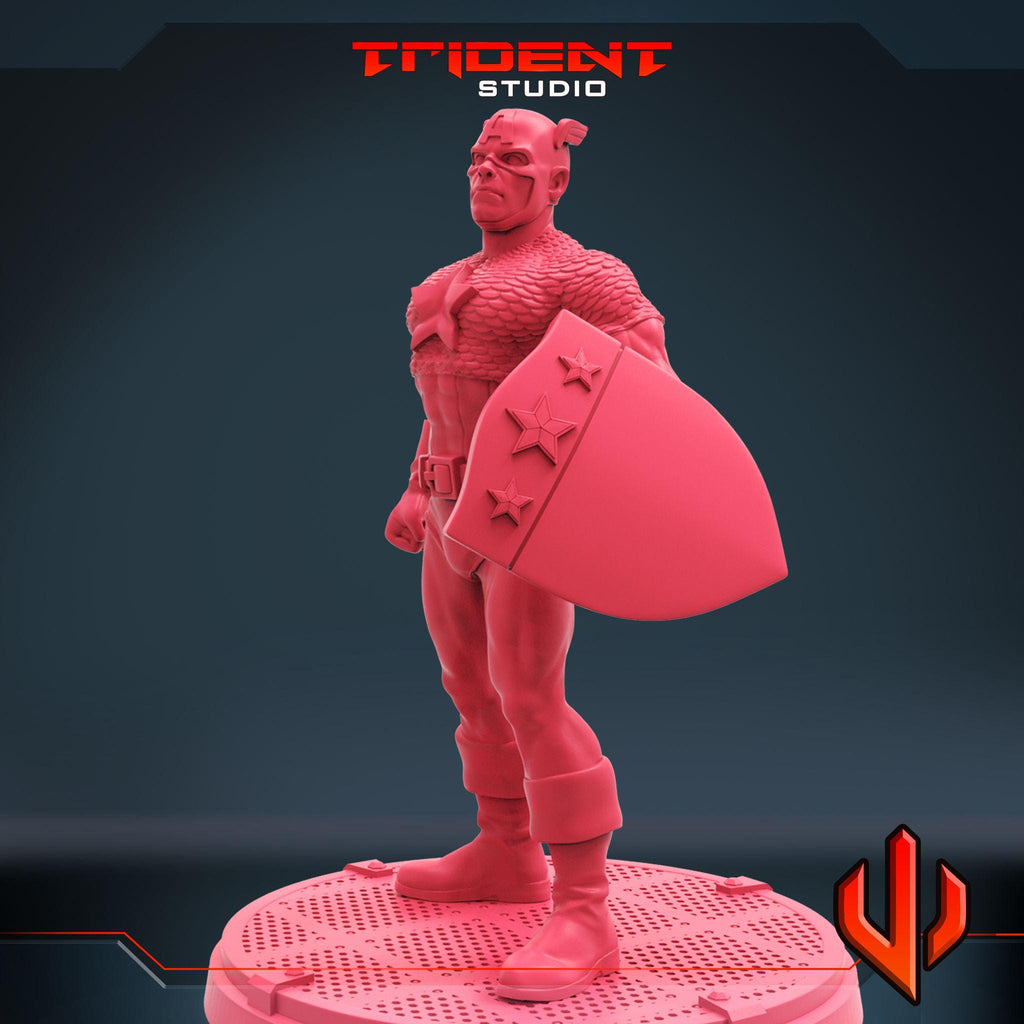 Captain America A (Fan art sculpted by Trident Studio) (Crisis Protocol Proxy/Alternative)