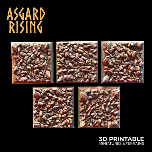 Mine Rubble - 5 x 20mm Square Wargame Base - Asgard Rising