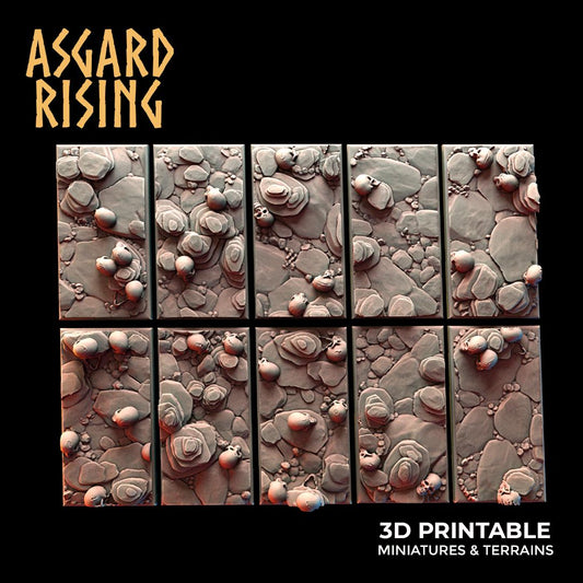 Burial Ground: 10 x 50x25mm Rectangle Wargame Bases - Asgard Rising