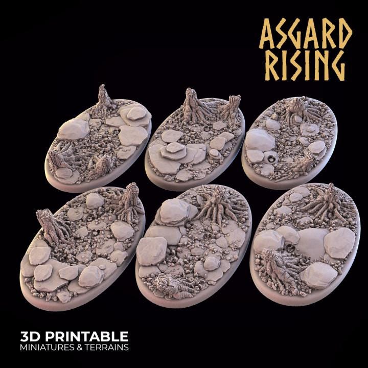 Roadside - 6x 60x35mm Oval Wargame Base - Asgard Rising