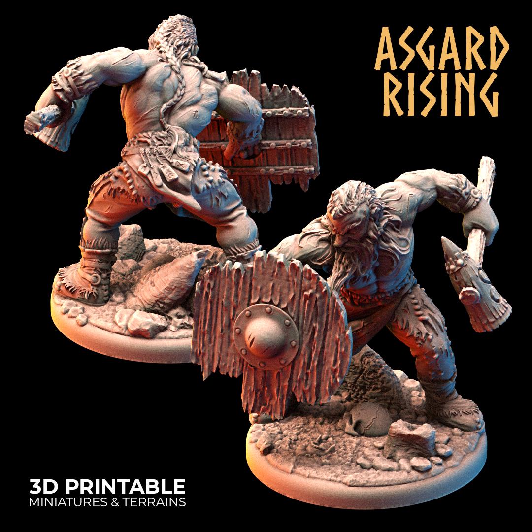 Viking Berserkers Warband 28mm 32mm, Miniatures for Wargames, D&D, Saga, RPG, Shieldwall Infantry Tabletop Figures