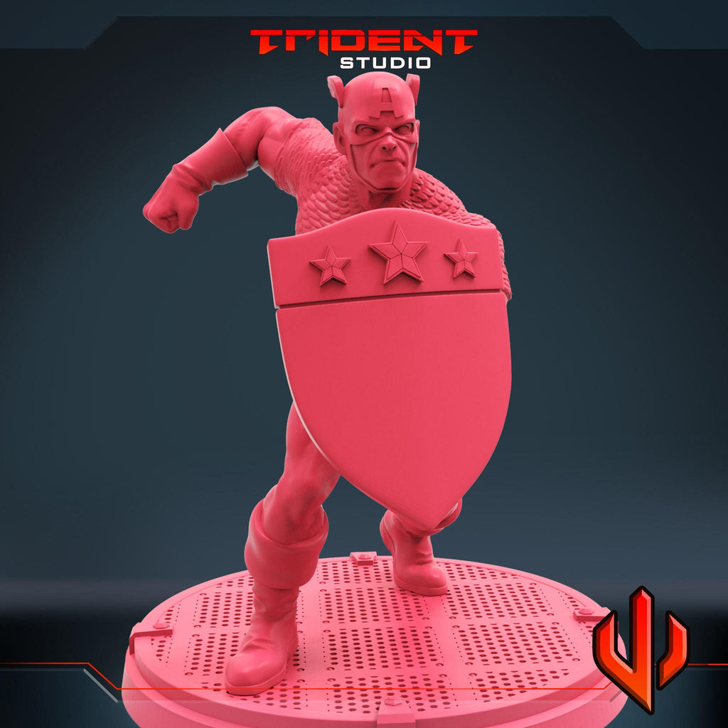 Captain America B (Fan art sculpted by Trident Studio) (Crisis Protocol Proxy/Alternative)