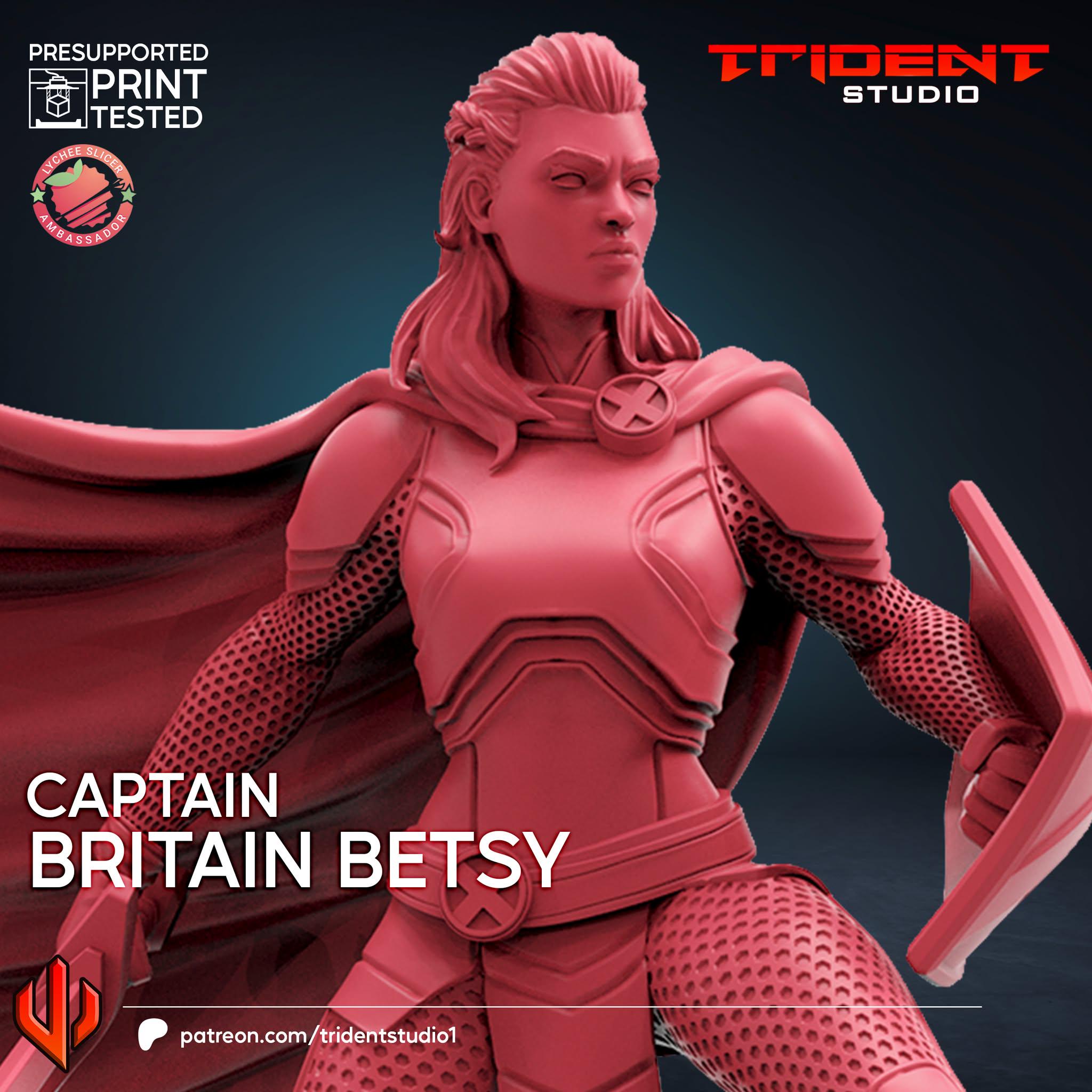 Captain Britain Betsy (Fan art sculpted by Trident Studio) (Crisis Protocol Proxy/Alternative)