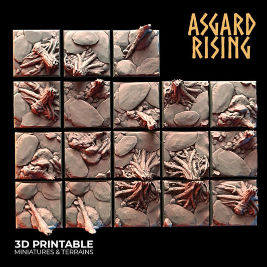 Roadside - 18x 25mm Square Wargame Base - Asgard Rising