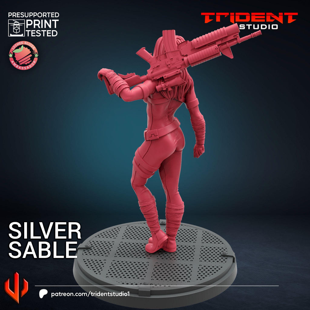 Silver Sable B (Fan art sculpted by Trident Studio) (Crisis Protocol Proxy/Alternative)