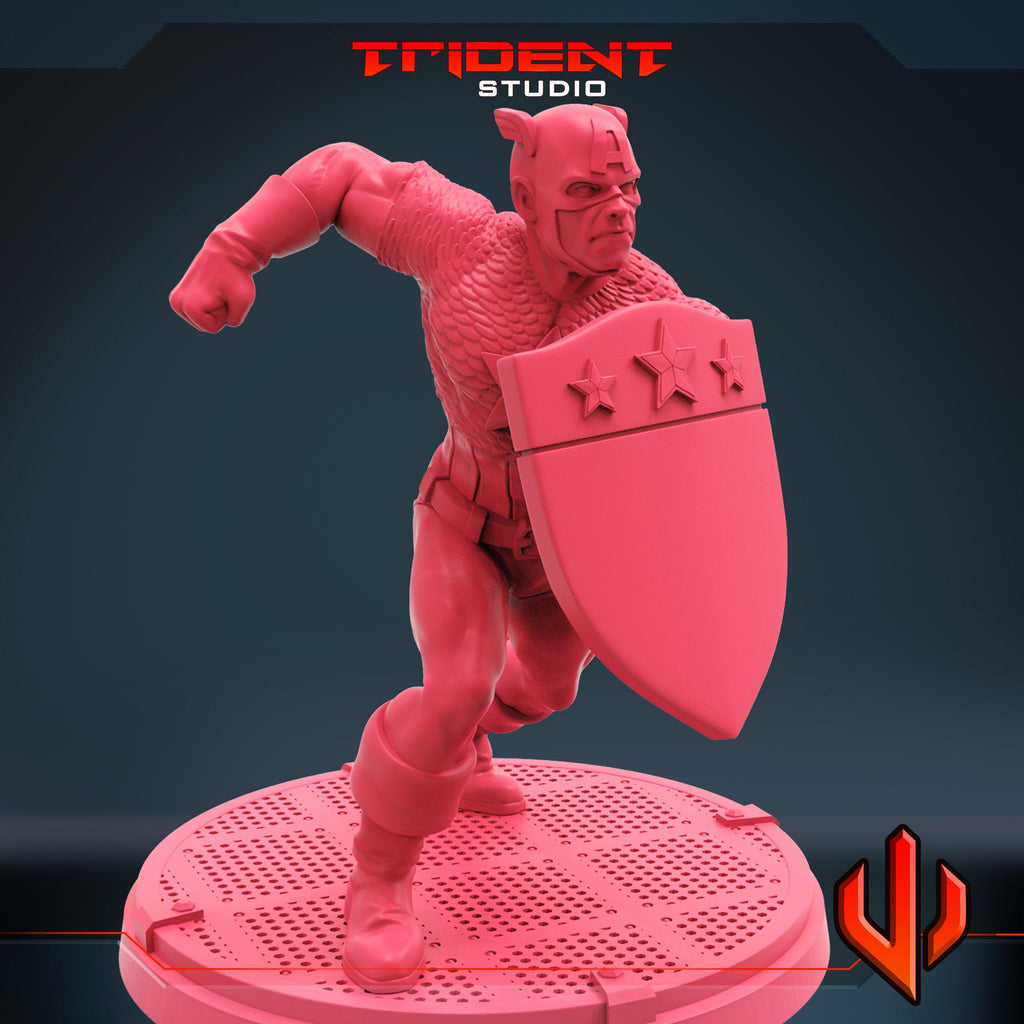 Captain America B (Fan art sculpted by Trident Studio) (Crisis Protocol Proxy/Alternative)