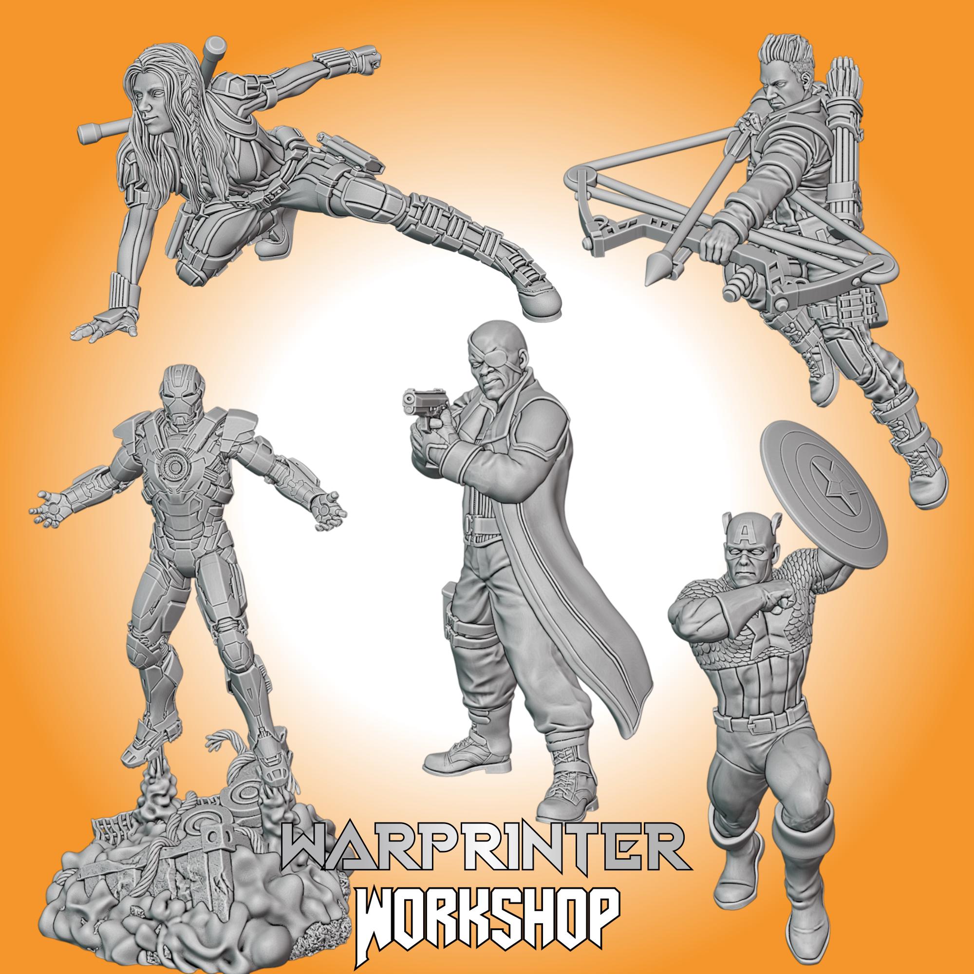 Shield Affiliation Deal - Nick Fury, Captain America, Black Widow, Ironman, Hawkeye (Crisis Protocol Proxy/Alternative)