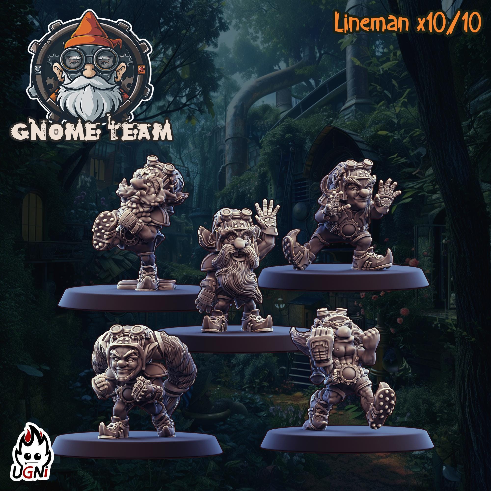Gnome Team - Steampunk Style - Fantasy Football Team - UGNI Miniatures