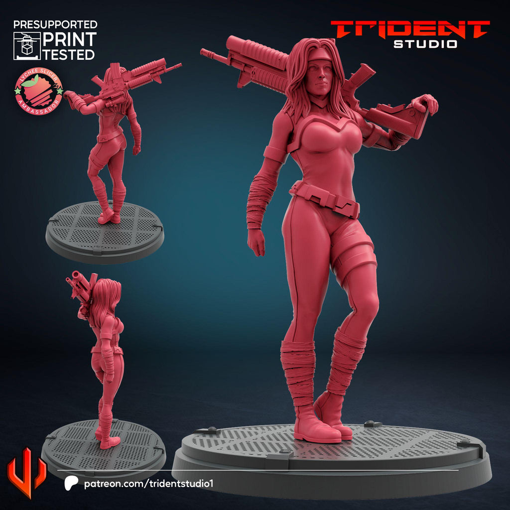 Silver Sable B (Fan art sculpted by Trident Studio) (Crisis Protocol Proxy/Alternative)