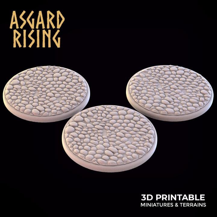 Pavement - 3 x 40mm/50mm Round Wargame Base - Asgard Rising