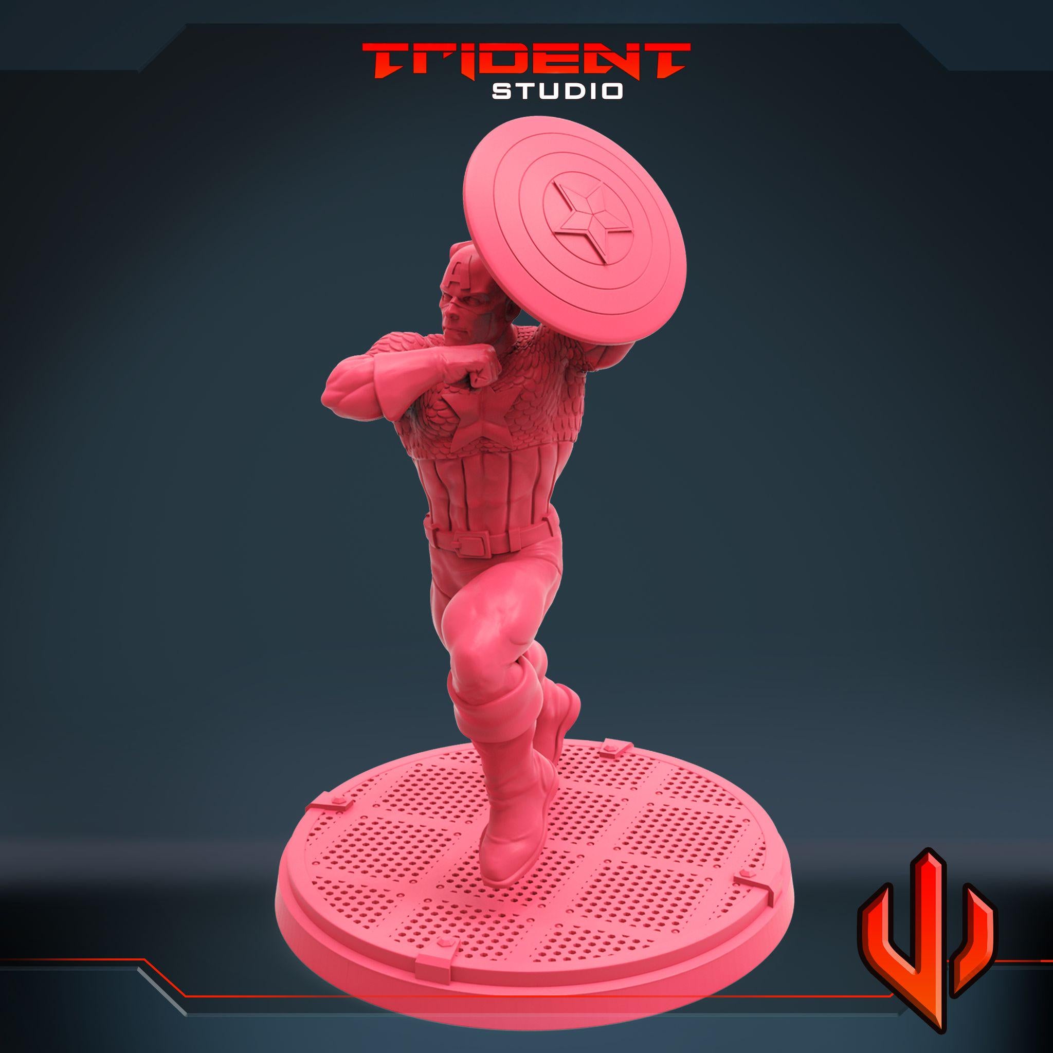 Captain America C (Fan art sculpted by Trident Studio) (Crisis Protocol Proxy/Alternative)