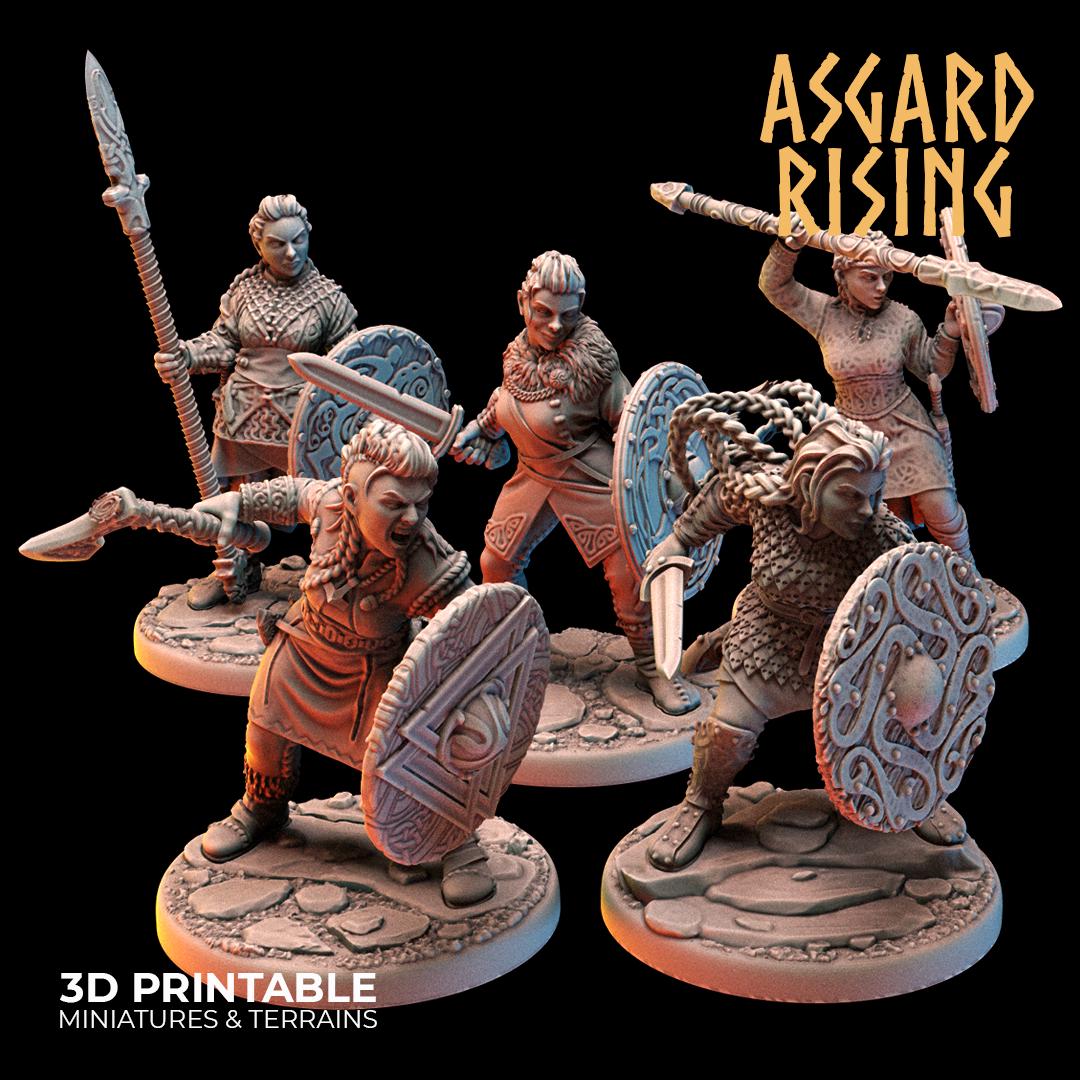 Viking Shieldmaidens 28mm 32mm Miniatures for Wargames, D&D, Saga, RPG, Shieldwall Infantry Tabletop Figures