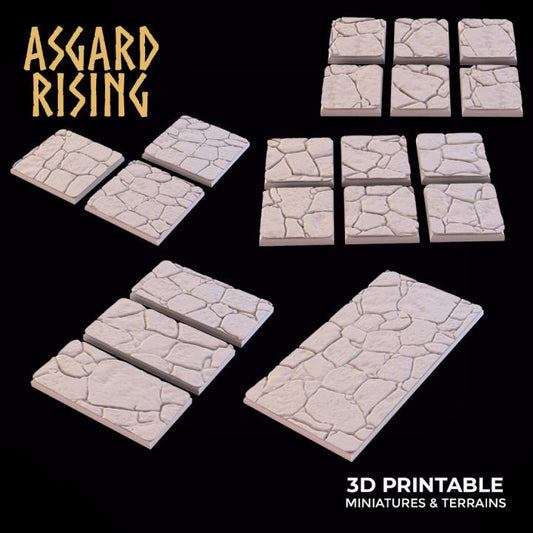 Stone Floor - Set of Square & Rectangle Wargame Bases - Asgard Rising