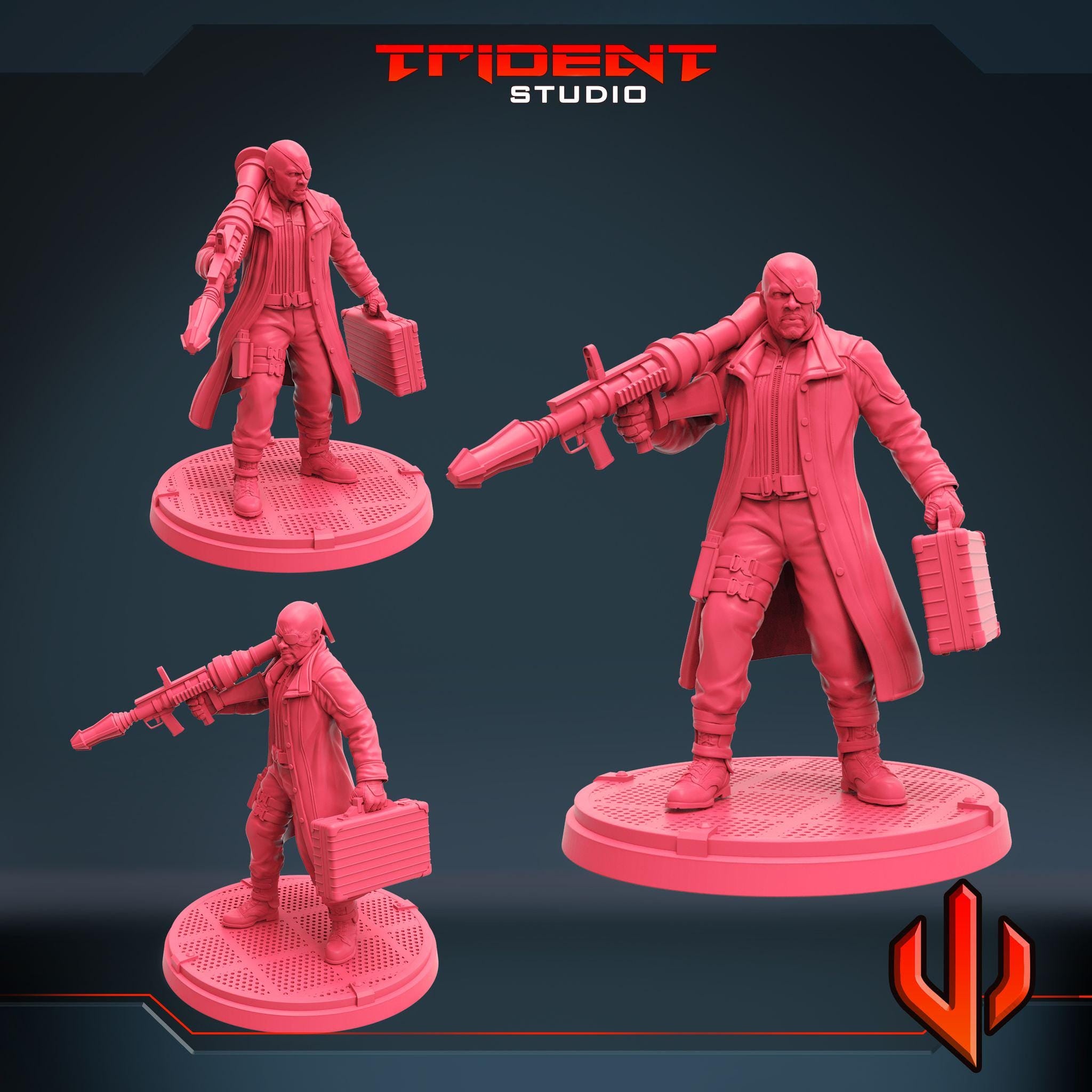 Nick Fury B (Fan art sculpted by Trident Studio) (Crisis Protocol Proxy/Alternative)