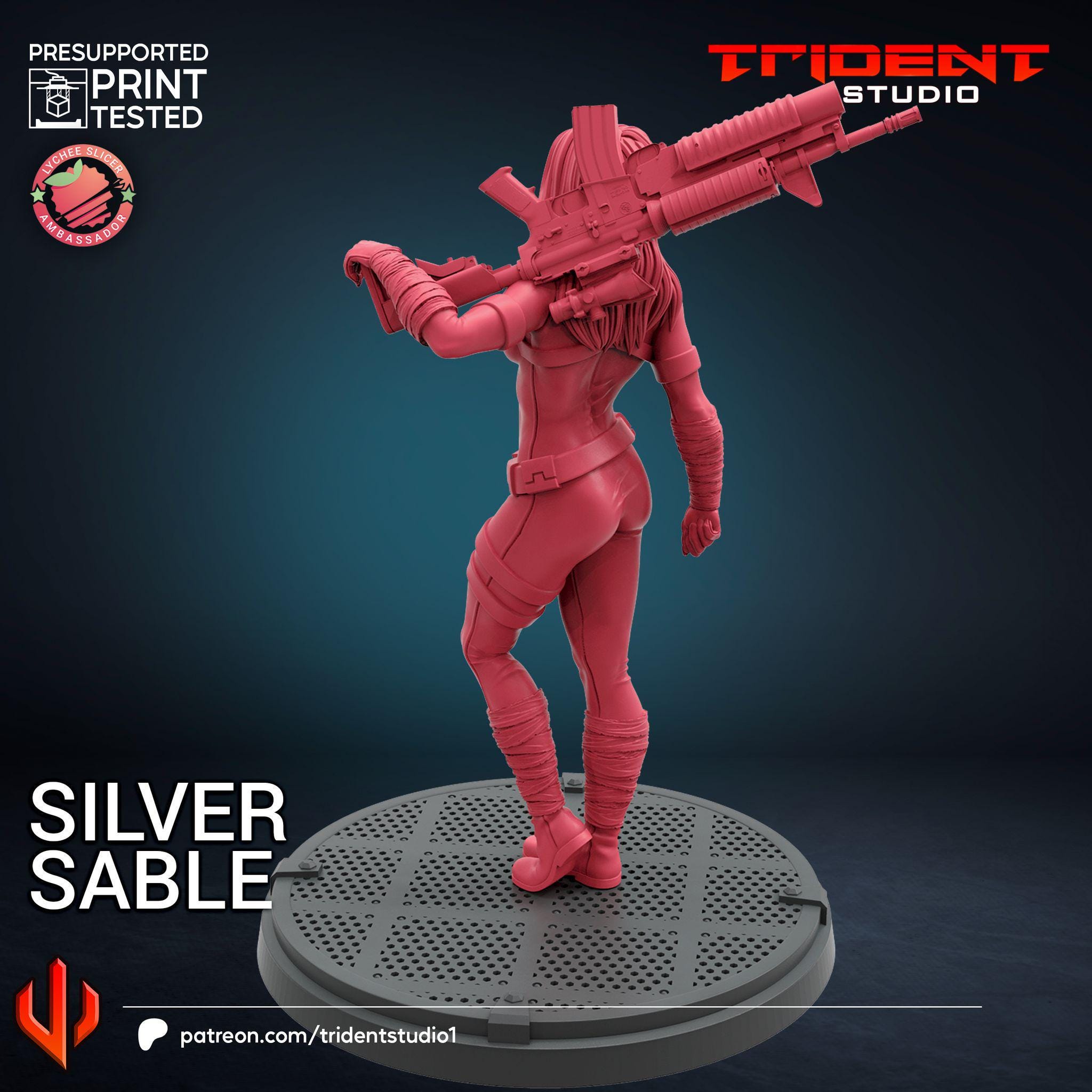 Silver Sable B (Fan art sculpted by Trident Studio) (Crisis Protocol Proxy/Alternative)