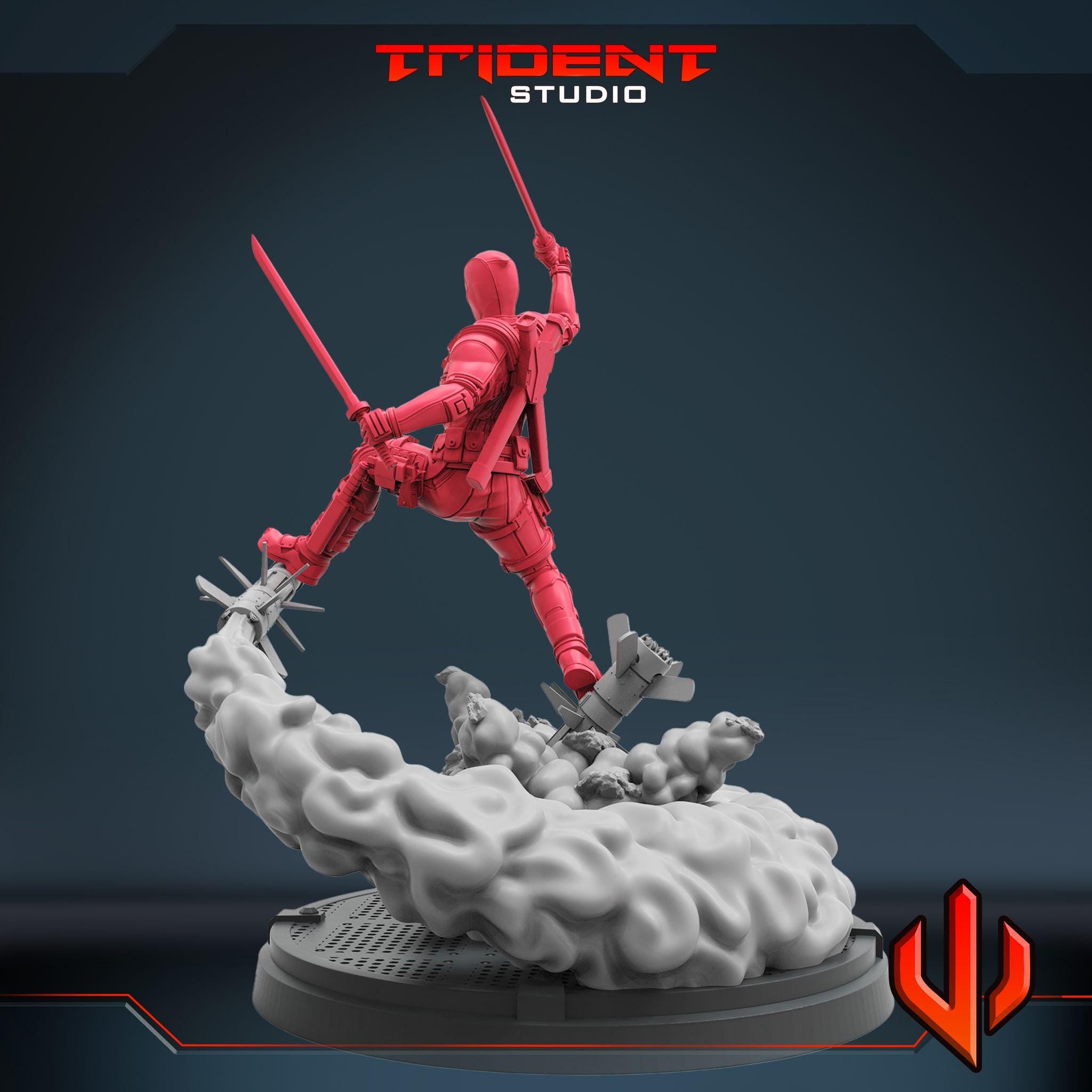 Deadpool (Fan art sculpted by Trident Studio) (Crisis Protocol Proxy/Alternative)