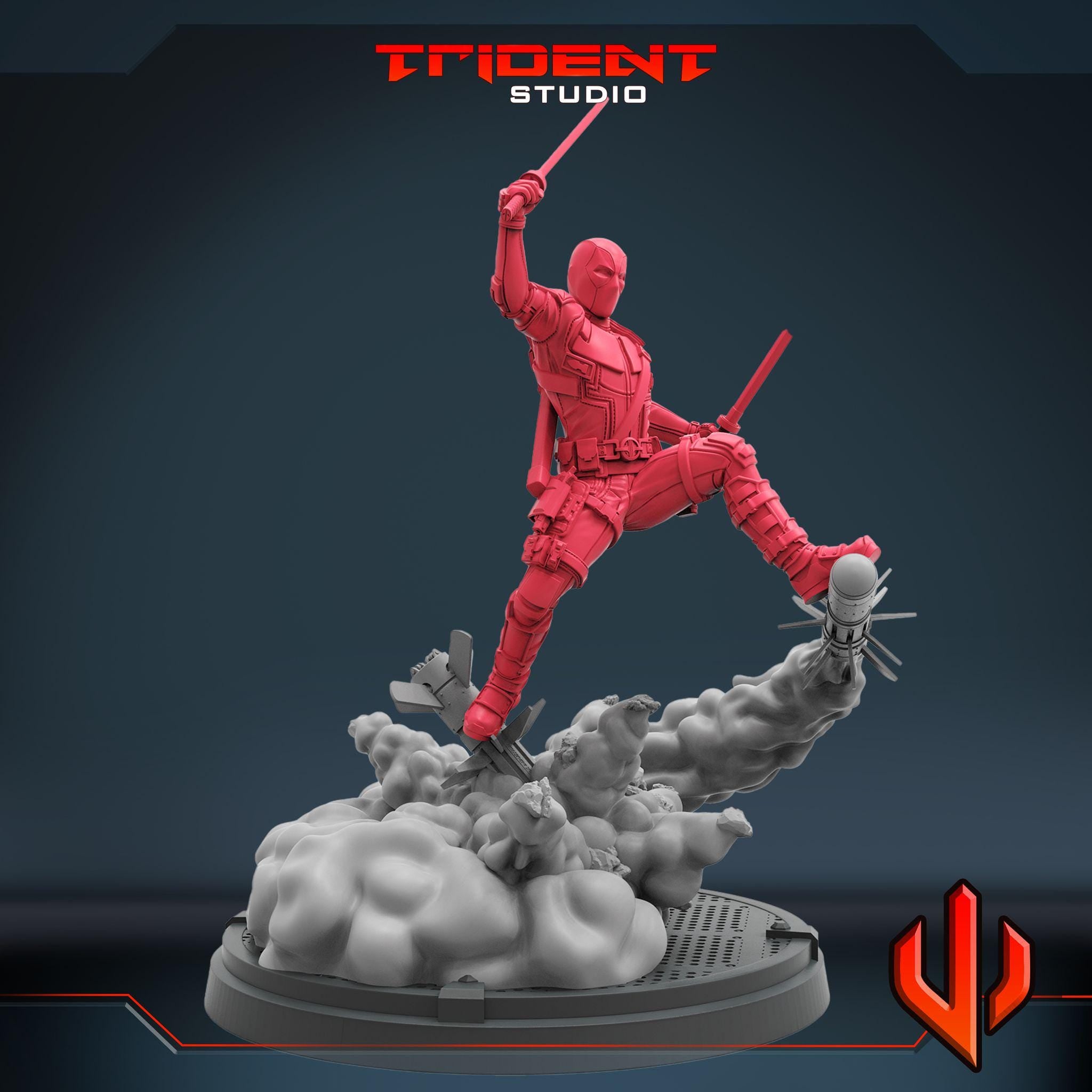 Deadpool (Fan art sculpted by Trident Studio) (Crisis Protocol Proxy/Alternative)