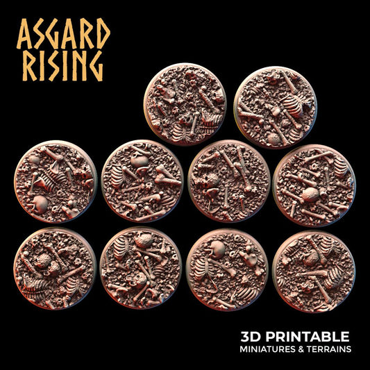 Skulls & Bones - 10x 25mm Round/10x 20mm Square Wargame Base - Asgard Rising