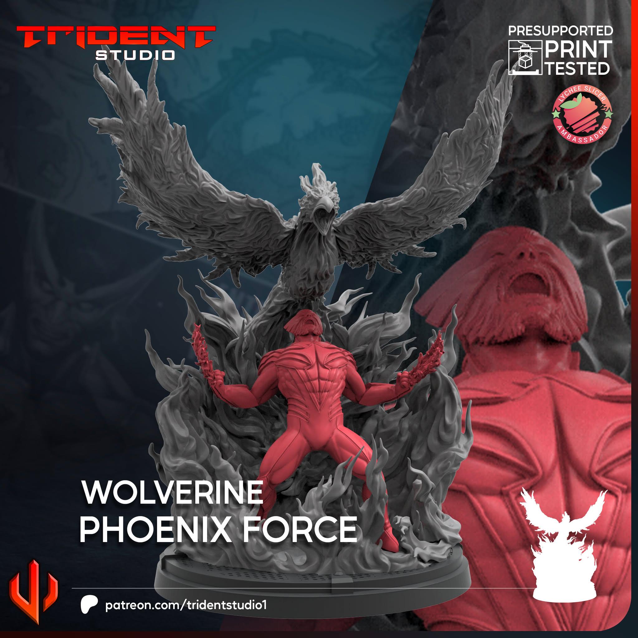 Wolverine Phoenix Force (Fan art sculpted by Trident Studio) (Crisis Protocol Proxy/Alternative)