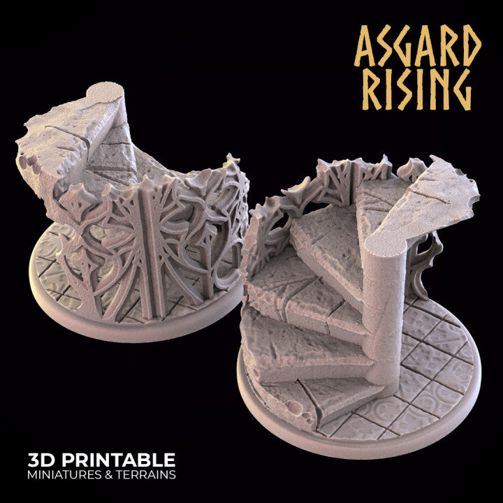 Stone Stairs - Round Wargame Bases Selection