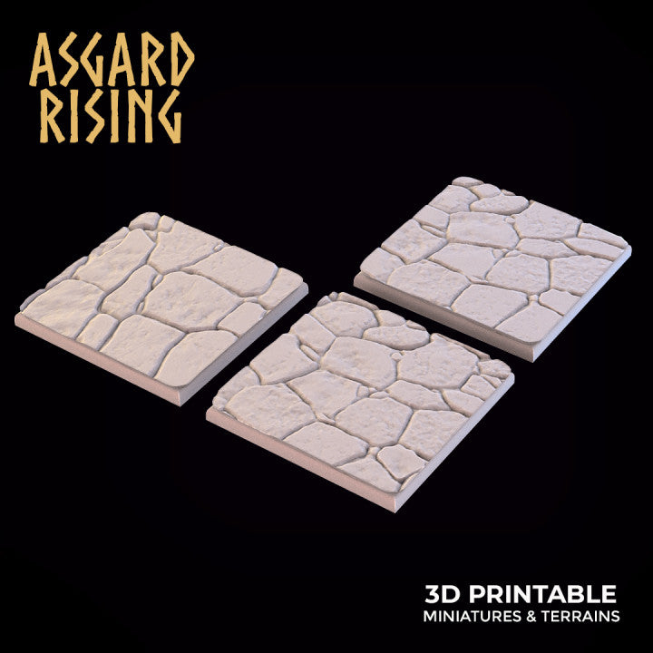 Stone Floor - Set of Square & Rectangle Wargame Bases