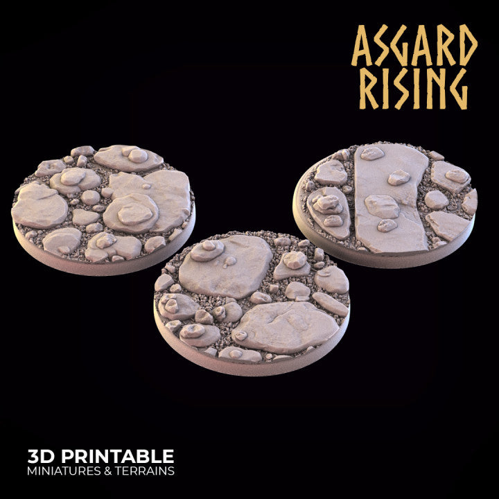 Rock Path - 3x 40mm Round Wargame Base