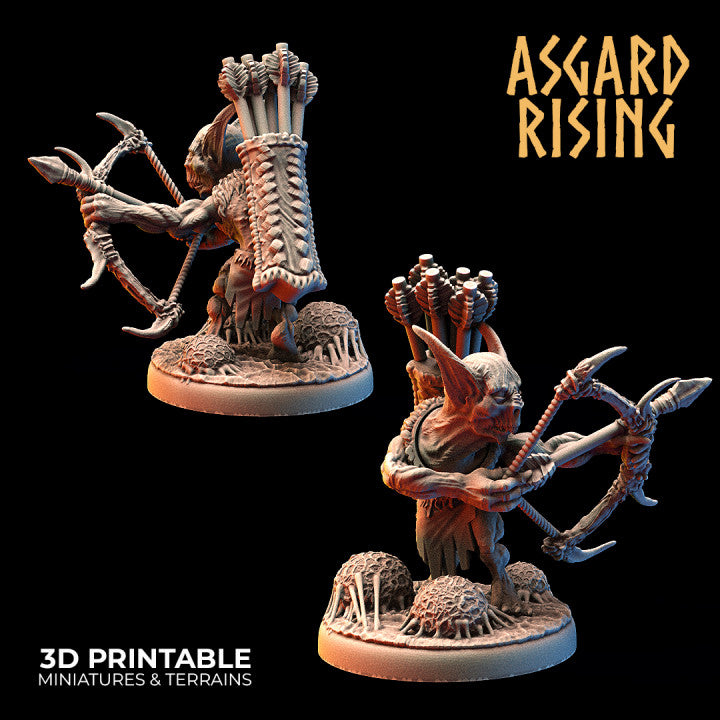 Forest Tribe Goblin Sharpshooters – Modular Squad (Infested Ground Bases) - War Printer Workshop