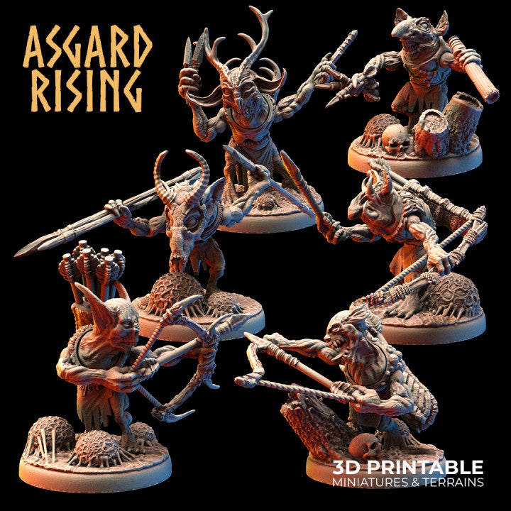 Forest Tribe Goblin Sharpshooters – Modular Squad (Infested Ground Bases) - War Printer Workshop