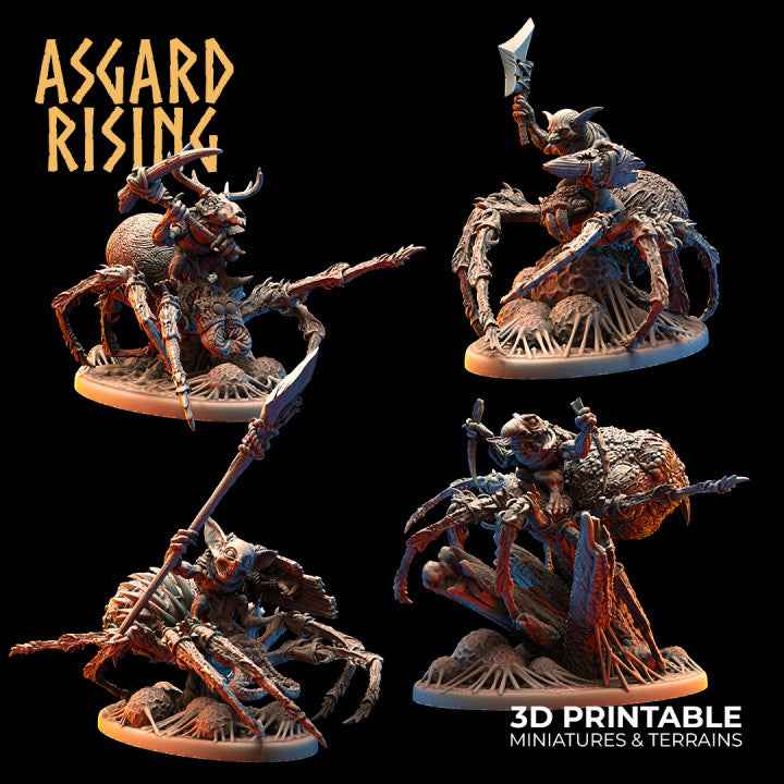 Goblin Riders on Spiders – Modular Cavalry Squad (60×35mm Infested Ground Bases)
