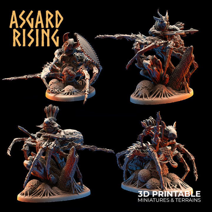 Goblin Riders on Spiders – Modular Cavalry Squad (60x35mm Infested Ground Bases) - War Printer Workshop