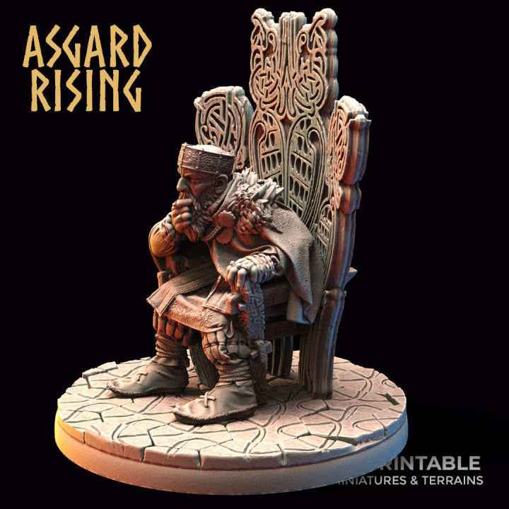 King Eysteinn the Indomitable – On the Throne (40mm Hex Cobblestone Base)