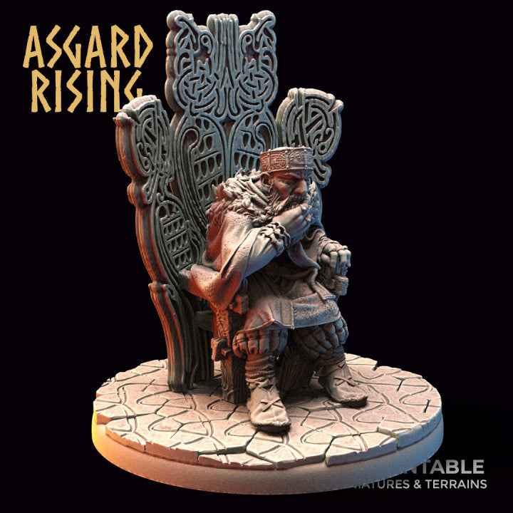 King Eysteinn the Indomitable – On the Throne (40mm Hex Cobblestone Base)