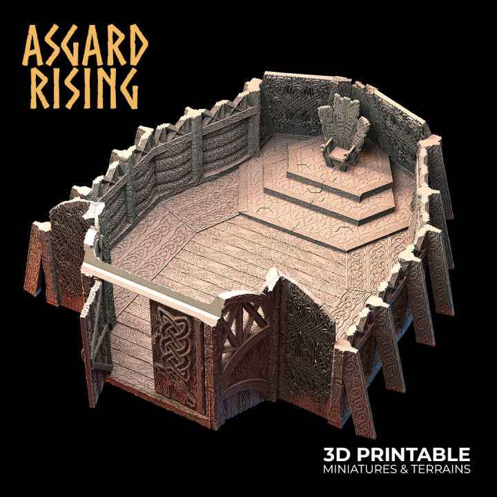 Viking Throne Room Terrain Set – Modular Building with Detachable Roof