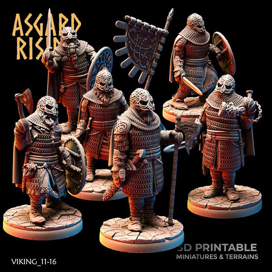 Viking Huscarls Warband 28mm 32mm Miniatures for Wargames, D&D, Saga, RPG, Shieldwall Infantry Tabletop Figures
