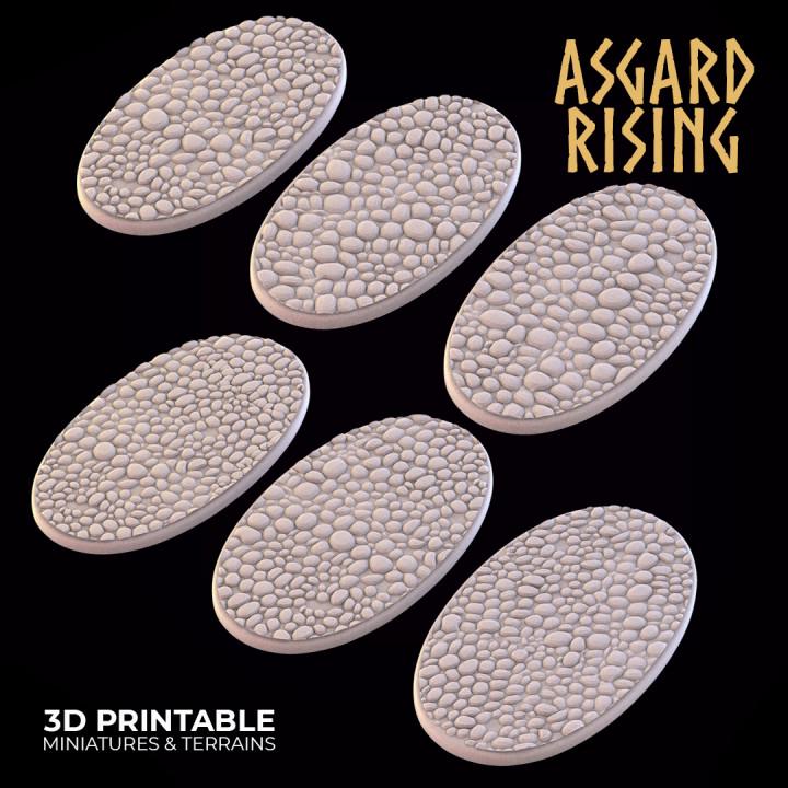 Pavement - 6x 42x75mm Oval Wargame Base - Asgard Rising