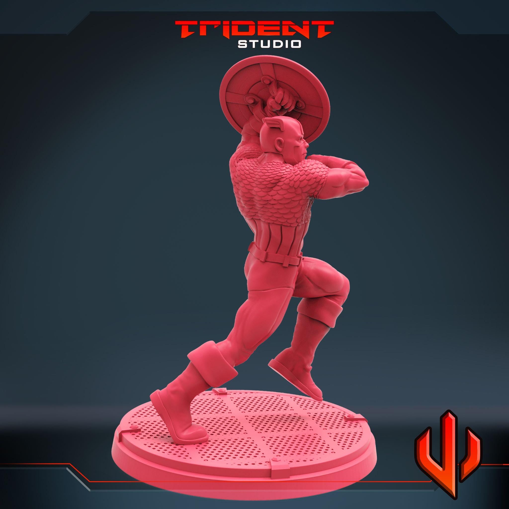 Captain America C (Fan art sculpted by Trident Studio) (Crisis Protocol Proxy/Alternative)