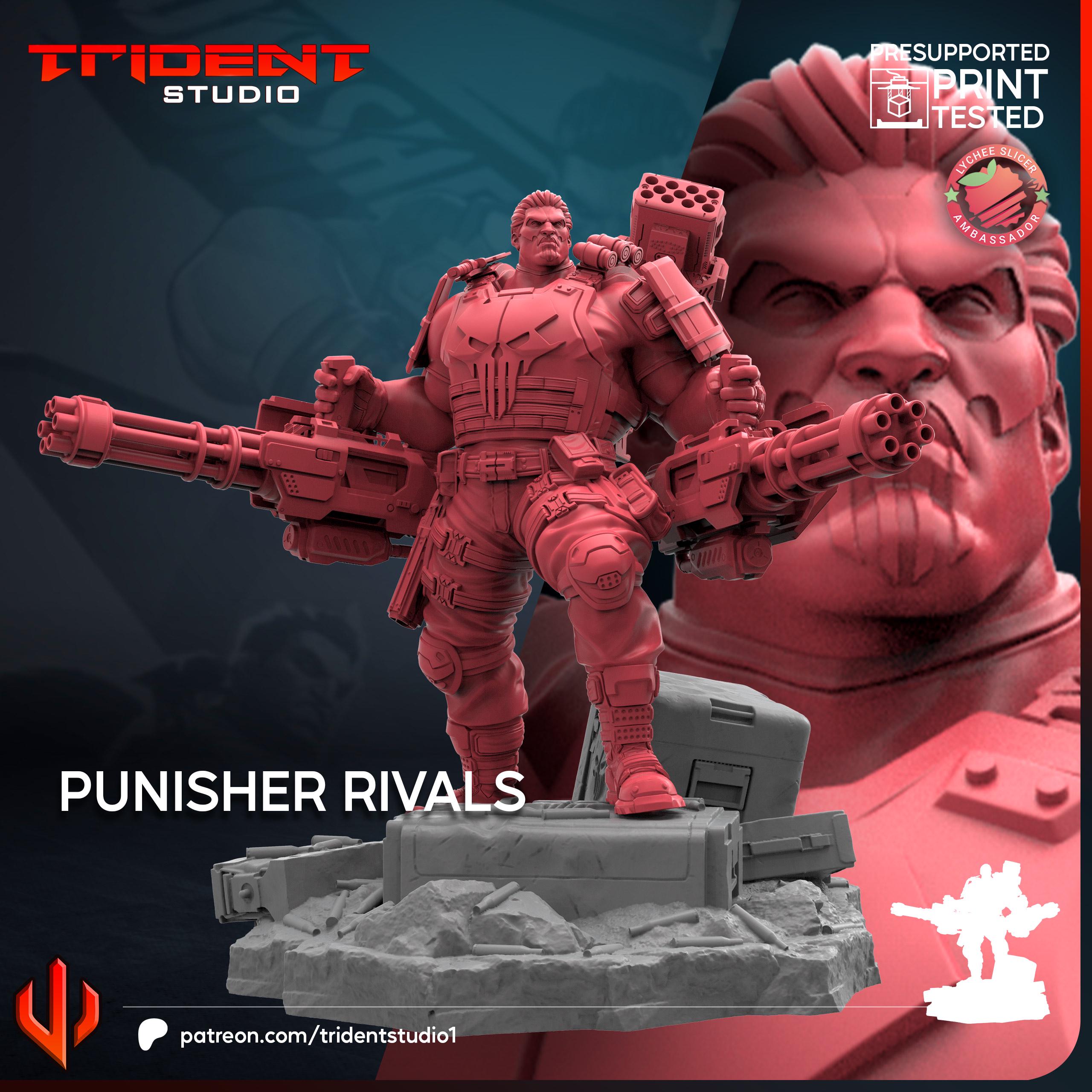 Punisher Rivals (Fan art sculpted by Trident Studio) (Crisis Protocol Proxy/Alternative)