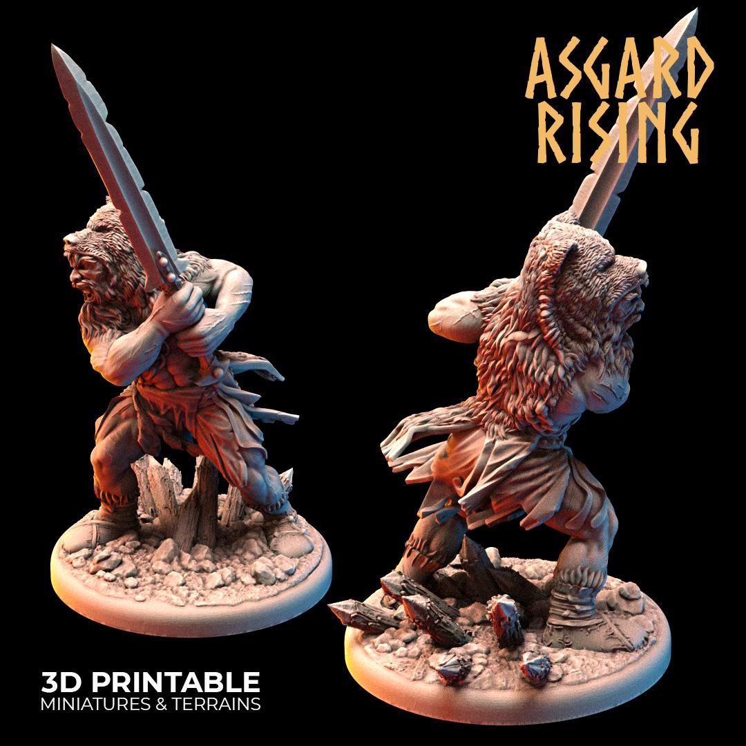 Viking Berserkers Warband 28mm 32mm, Miniatures for Wargames, D&D, Saga, RPG, Shieldwall Infantry Tabletop Figures